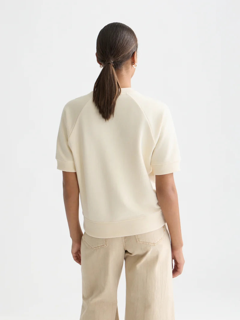 Short-sleeved artwork sweatshirt -Eggnog