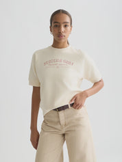 Short-sleeved artwork sweatshirt -Eggnog