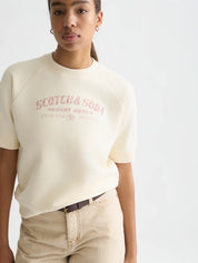 Short-sleeved artwork sweatshirt -Eggnog