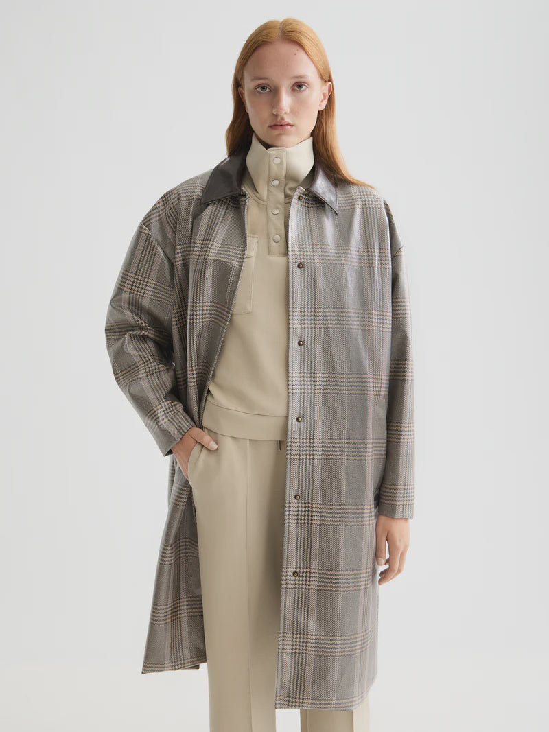 Coated raincoat -Plaza taupe check - Presence Hamilton