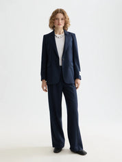 Single-breasted fitted blazer-Night Blue Pinstripe