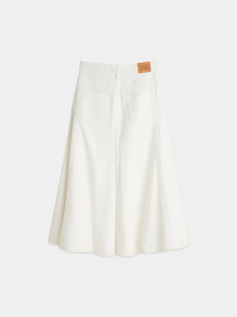 Denim maxi skirt -Stardust white