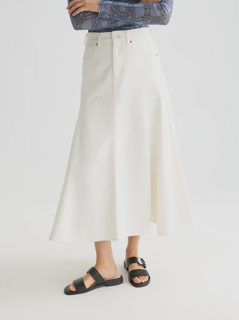 Denim maxi skirt -Stardust white