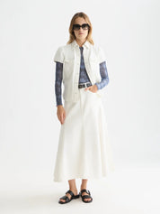 Denim maxi skirt -Stardust white