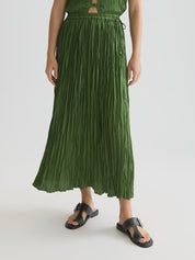 Micro pleat skirt -Garden Green