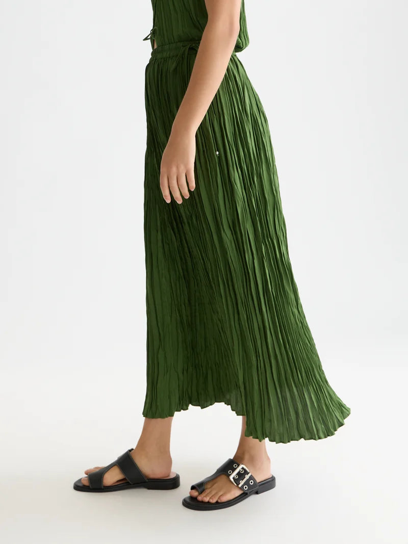 Micro pleat skirt -Garden Green