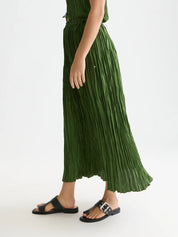 Micro pleat skirt -Garden Green