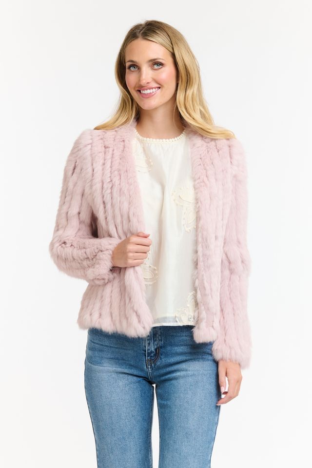 365 Days Fur Cropped Jacket - Tea Rose