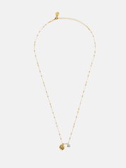 Triple Beaded Chain & Molten Pebble Necklace
