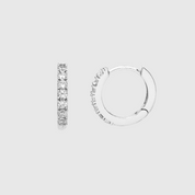 Pave Set Hoop Earrings Silver