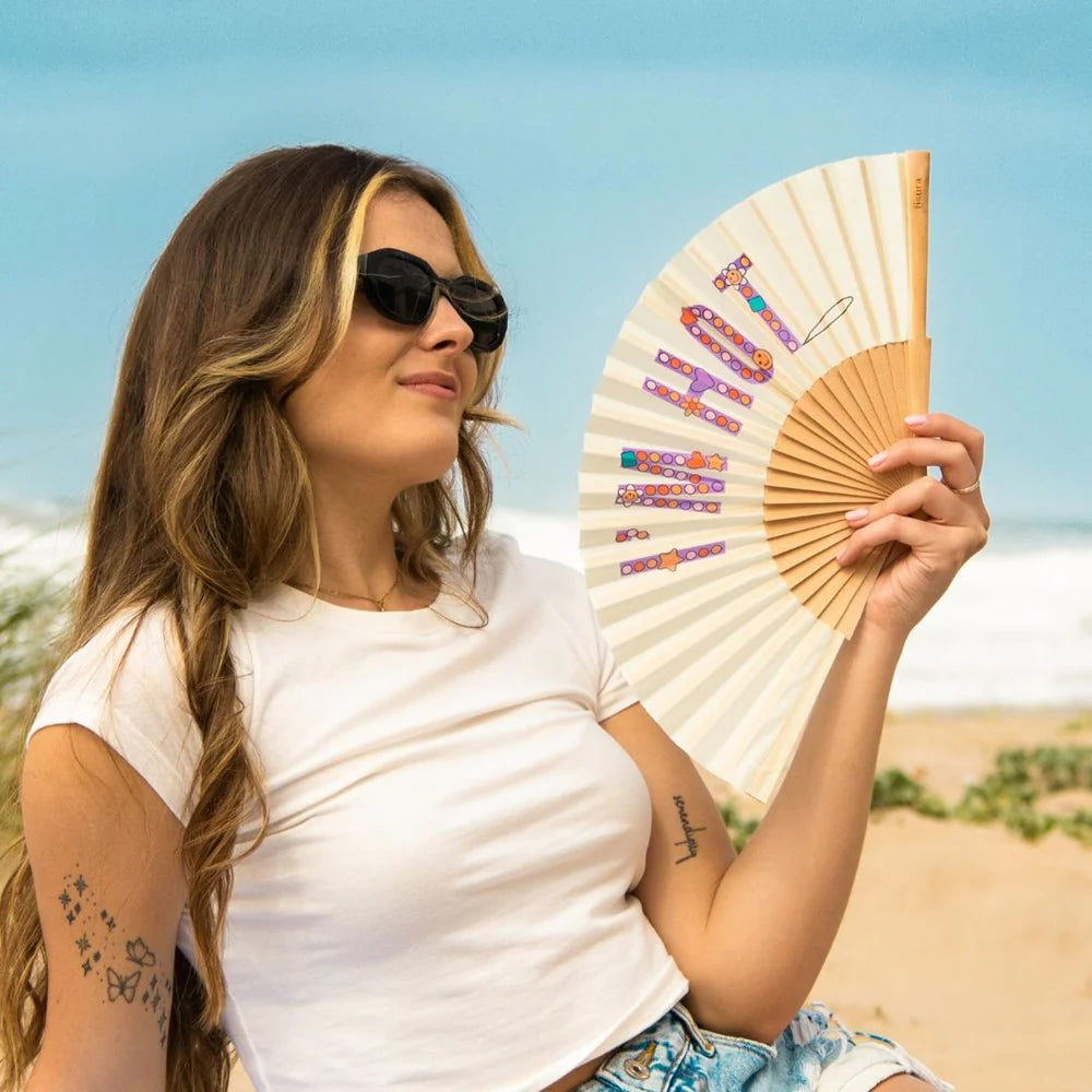 Hand Fan w/Gift Box "I'm Hot" Beaded
