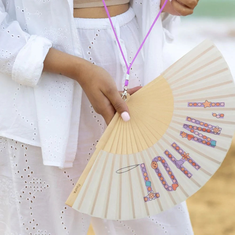 Hand Fan w/Gift Box "I'm Hot" Beaded