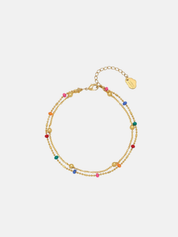 Double Chain Rainbow Enamel Beaded Bracelet