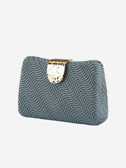 Lindy Woven Clutch- Blue