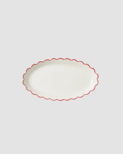 Red Edge White Scallop Platter