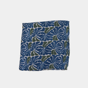 Mini Plumeria Marine Navy Silk Scarf
