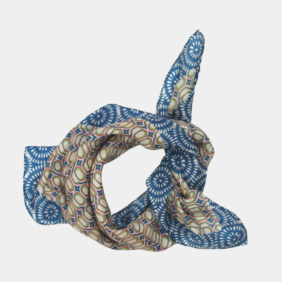 Mini Tempo Blue Silk Scarf - Presence Hamilton