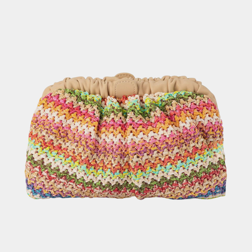 Amalia Pleated Woven Clutch- Multicolour - Presence Hamilton
