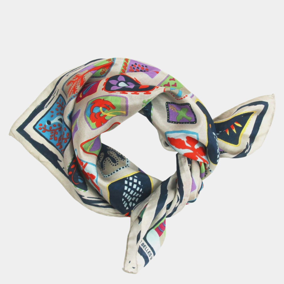 Mini Postcard Marine Silk Scarf - Presence Hamilton