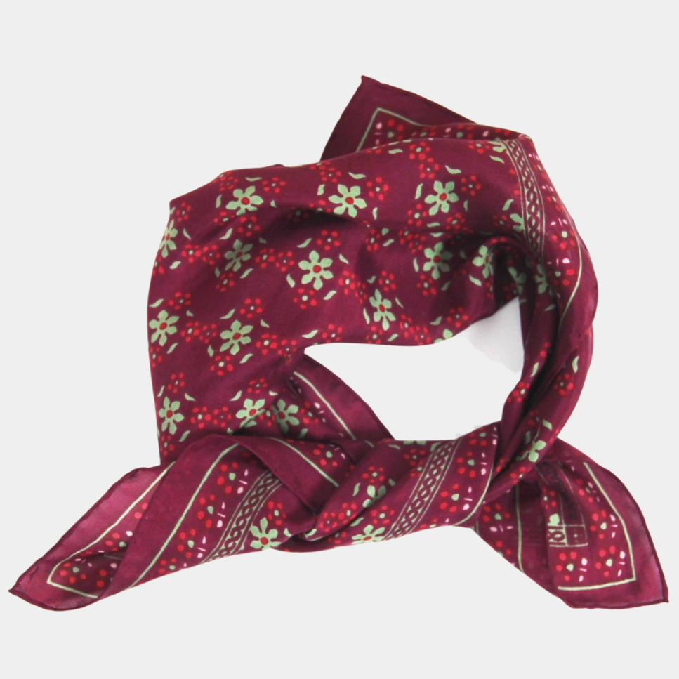 Mini Natasha Bordeaux Silk Scarf - Presence Hamilton