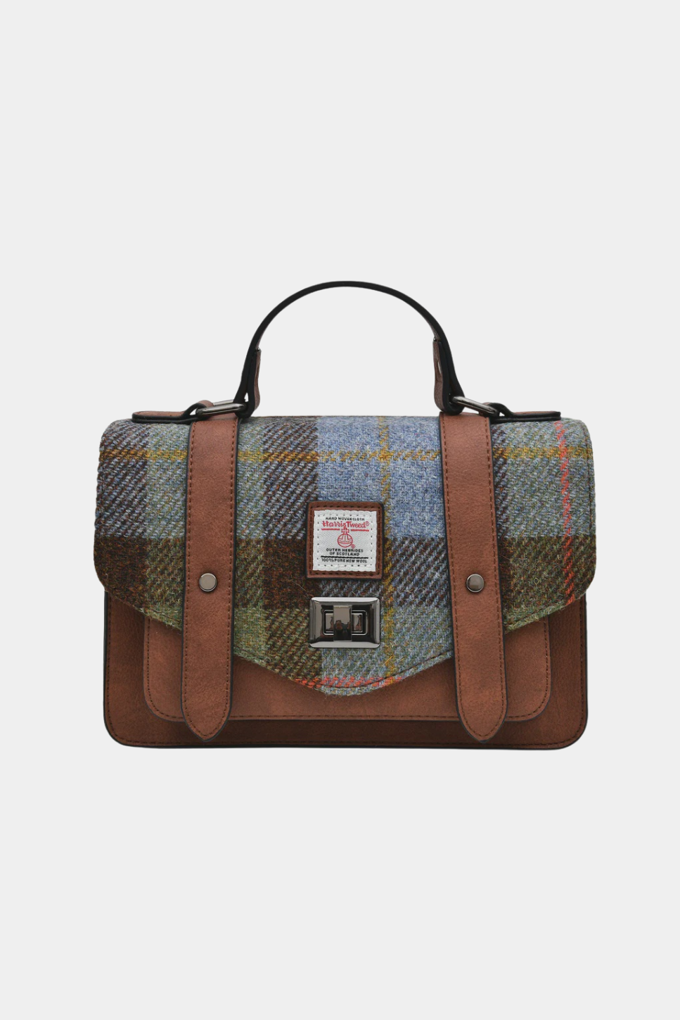 The Medium Satchel- Chestnut & Blue Tartan