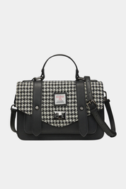 The Medium Satchel- Black & White Dogstooth
