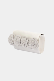 Stella Rosette Clutch - White - Presence Hamilton