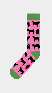 Red Tractor Socks- Angus on Pink