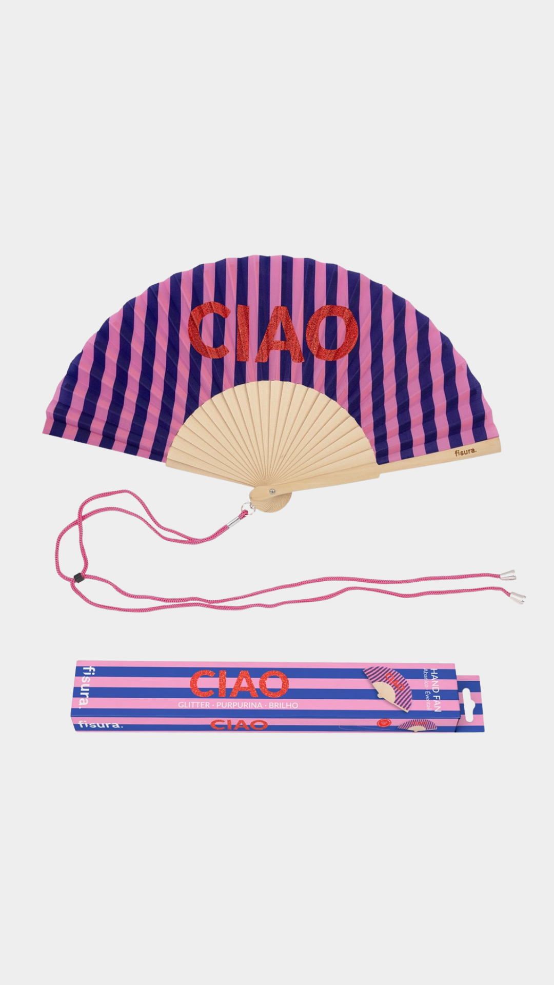Hand Fan w/Gift Box  Glitter "Ciao" - Presence Hamilton