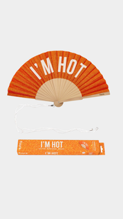 Hand Fan w/Gift Box - Orange Glitter "I'm Hot" - Presence Hamilton