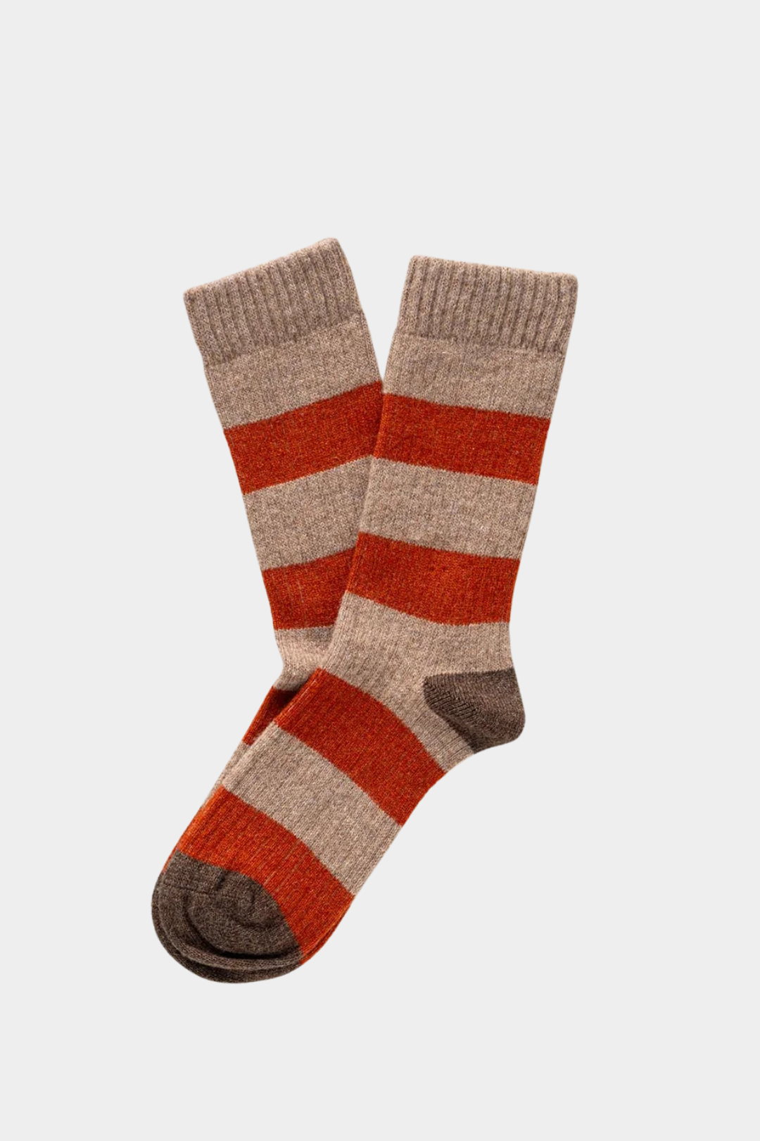KLUE Merino Wool Sock- Beige & Orange Stripe - Presence Hamilton