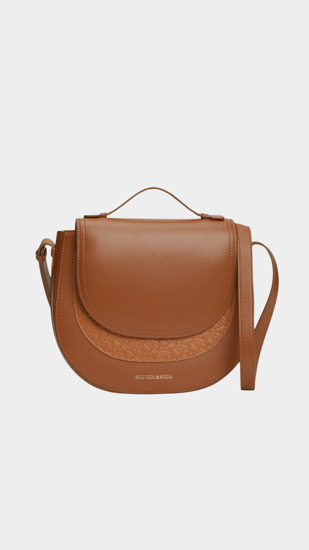 Embossed Crossbody Bag- Brown