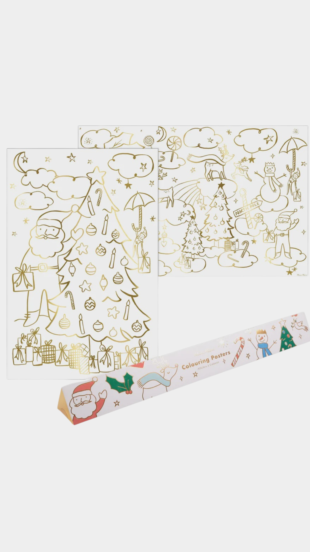 Christmas Coloring Posters - 2 gold foil posters