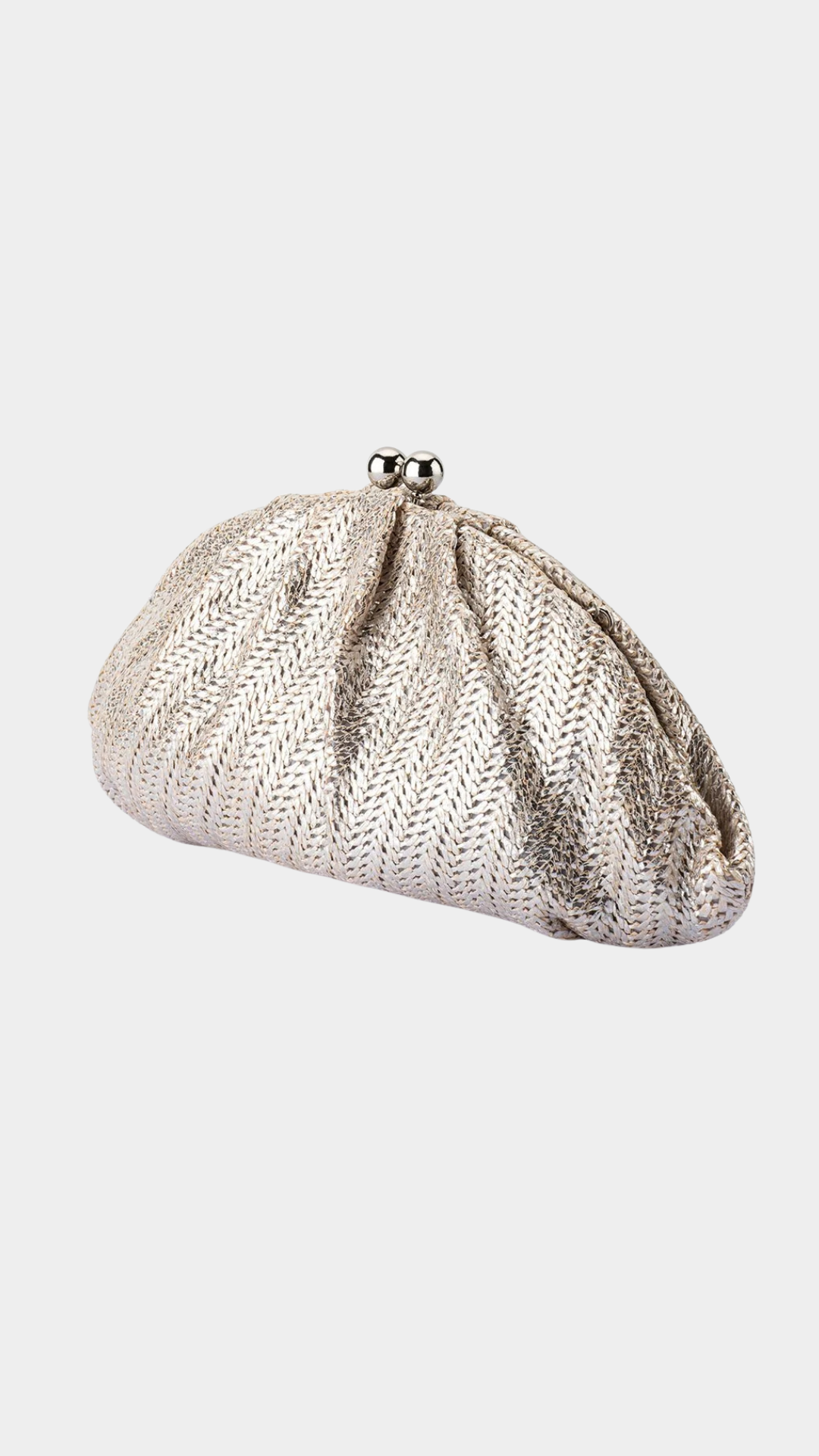 Rita Woven Clutch- Silver