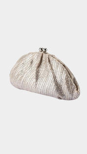 Rita Woven Clutch- Silver