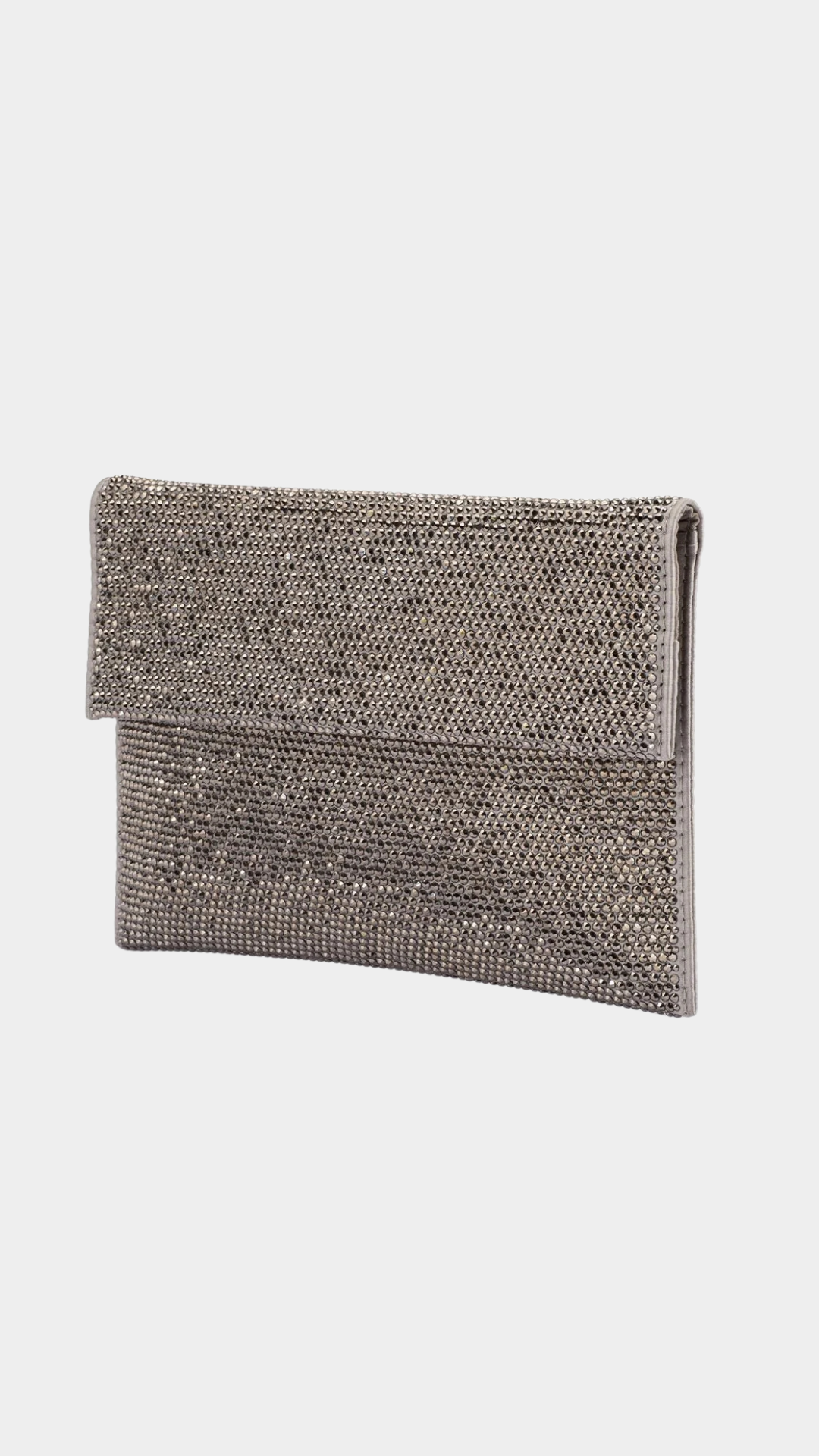 CARA Crystal Envlope Clutch-Gunmetal