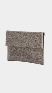 CARA Crystal Envlope Clutch-Gunmetal