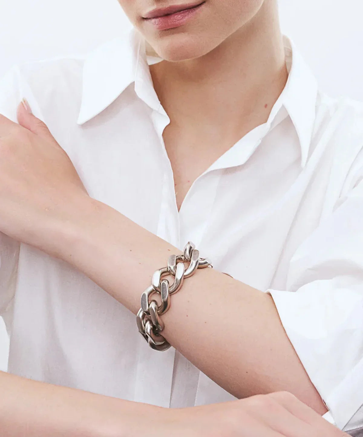 Flat Chain Bracelet Vintage Silver