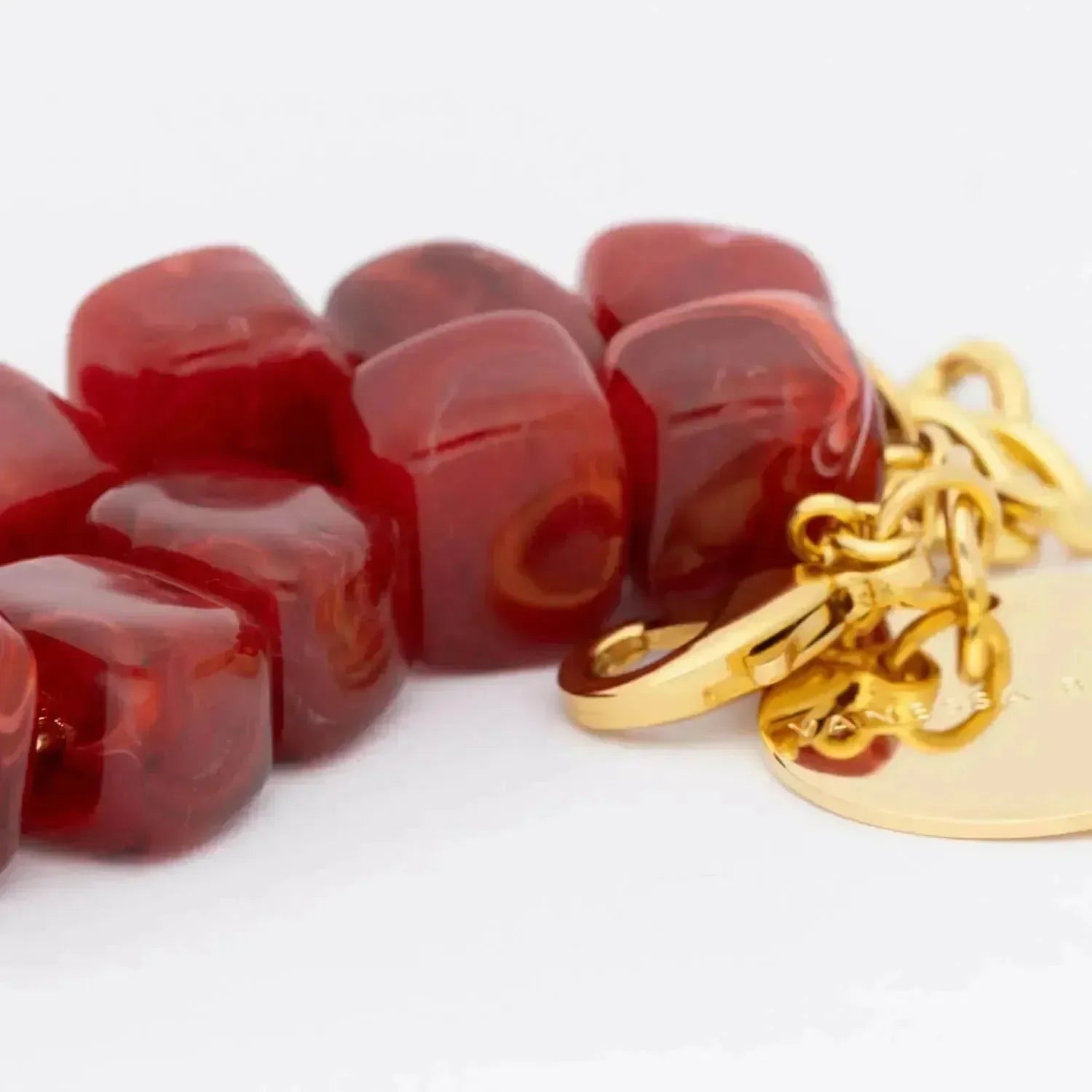 Mini Organic Shaped Bracelet Red Marble