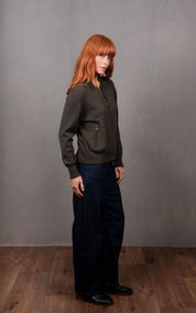 Wool Bomber Jacket - Olive - Presence Hamilton