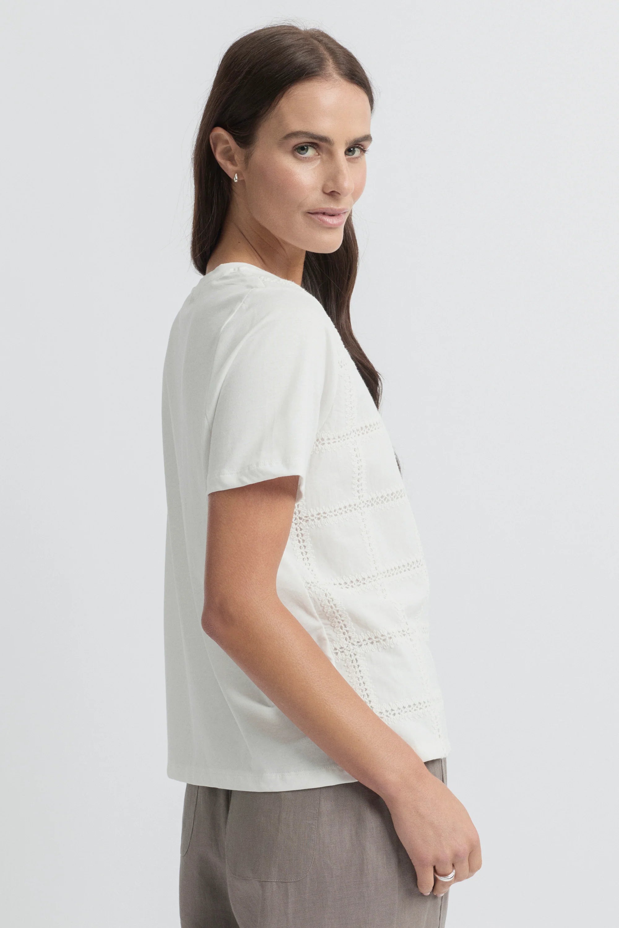 Lacet Tee- Ecru