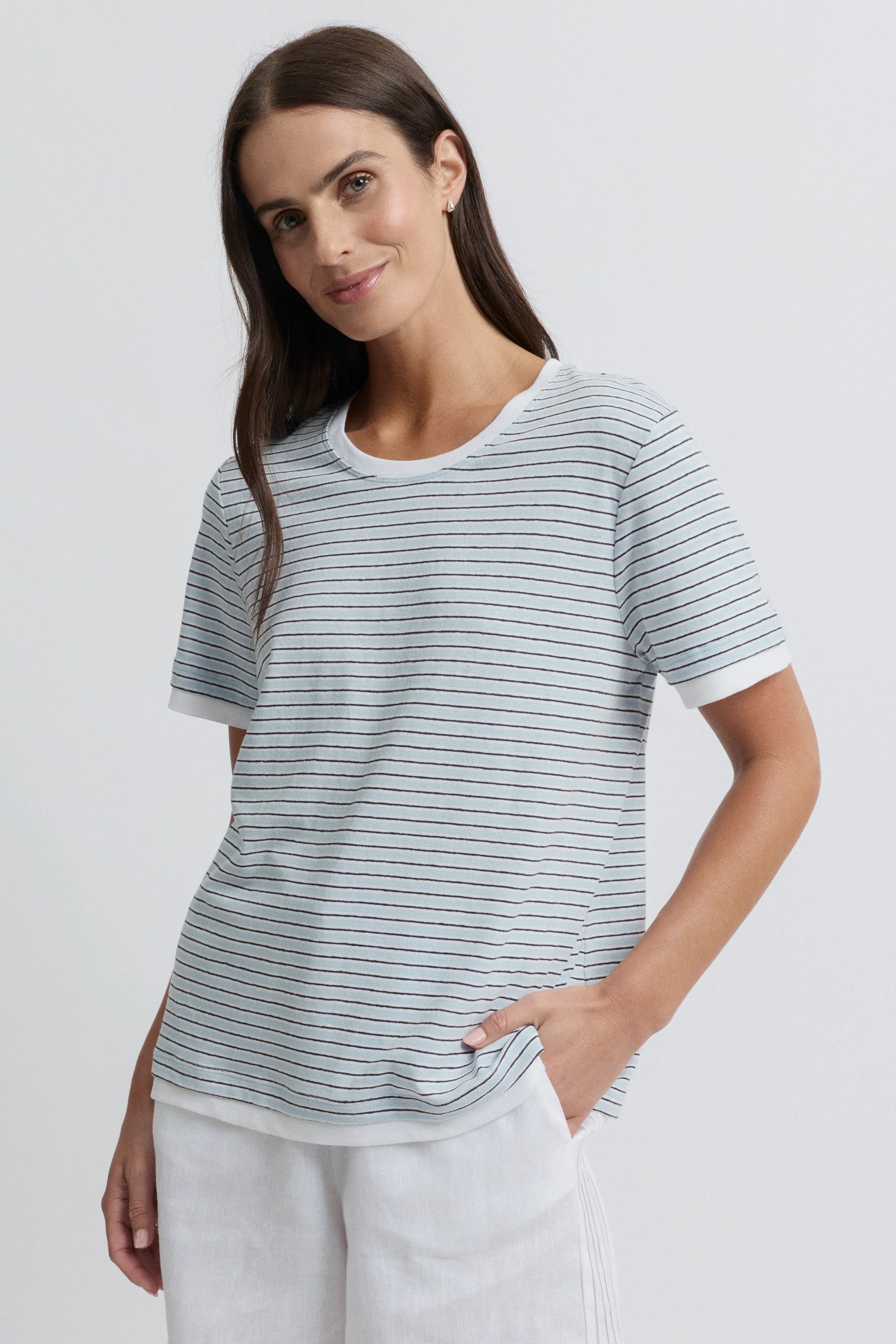 Marais Tee-  Mist Stripe