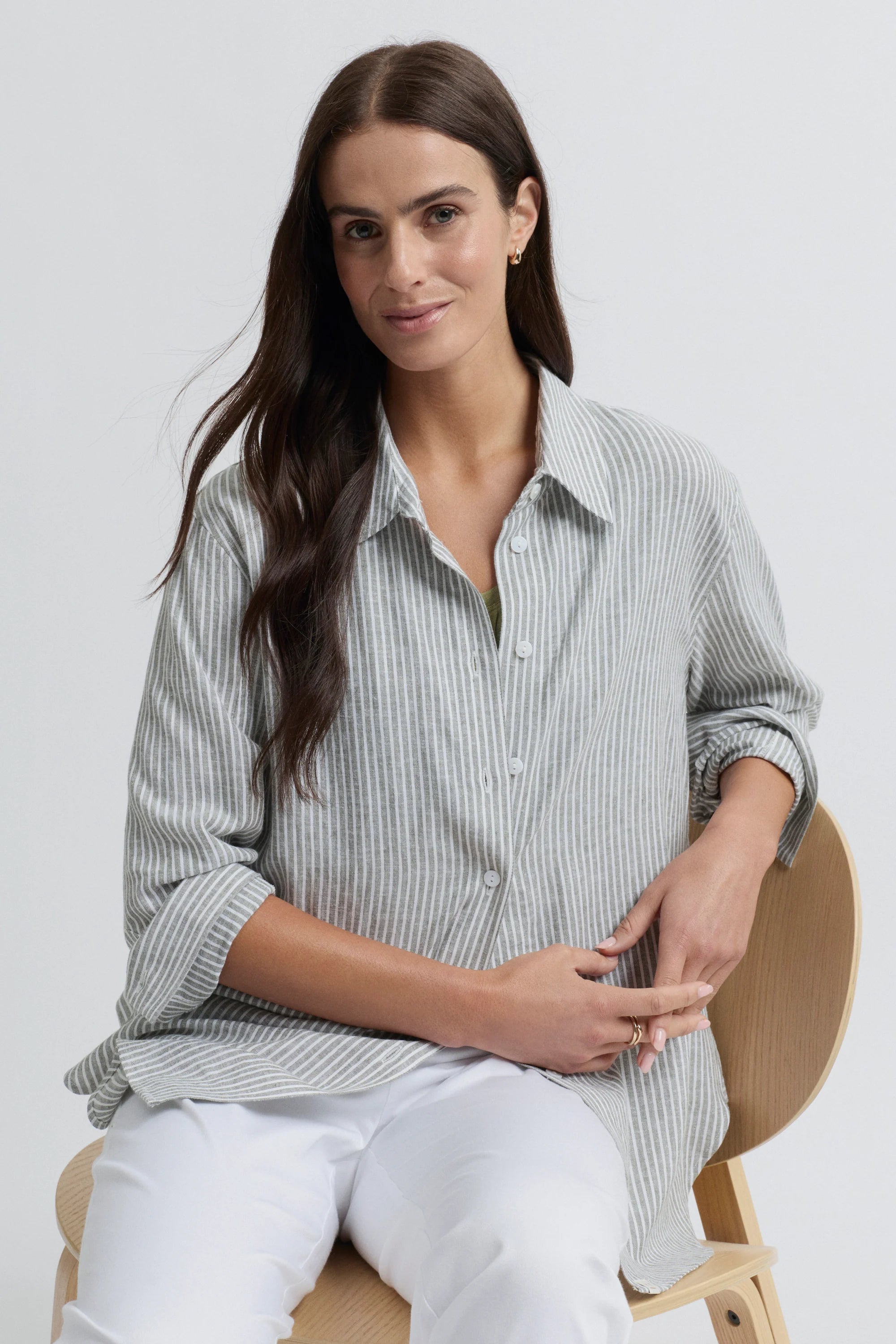 Mornington Shirt- Moss & White