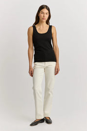 Scoop Neck Merino Tank - Black - Presence Hamilton