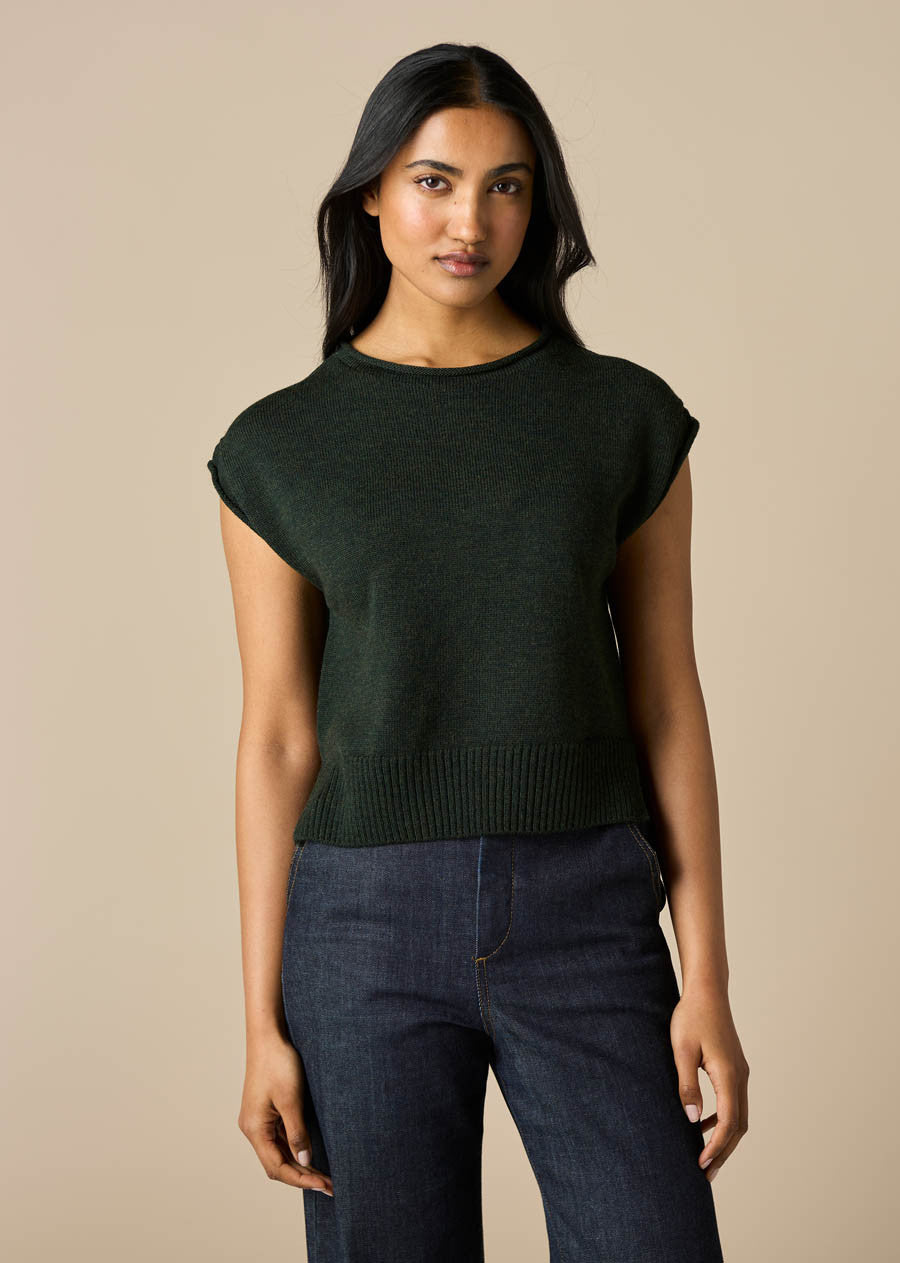 Agnes Jersey Vest -Basil - Presence Hamilton