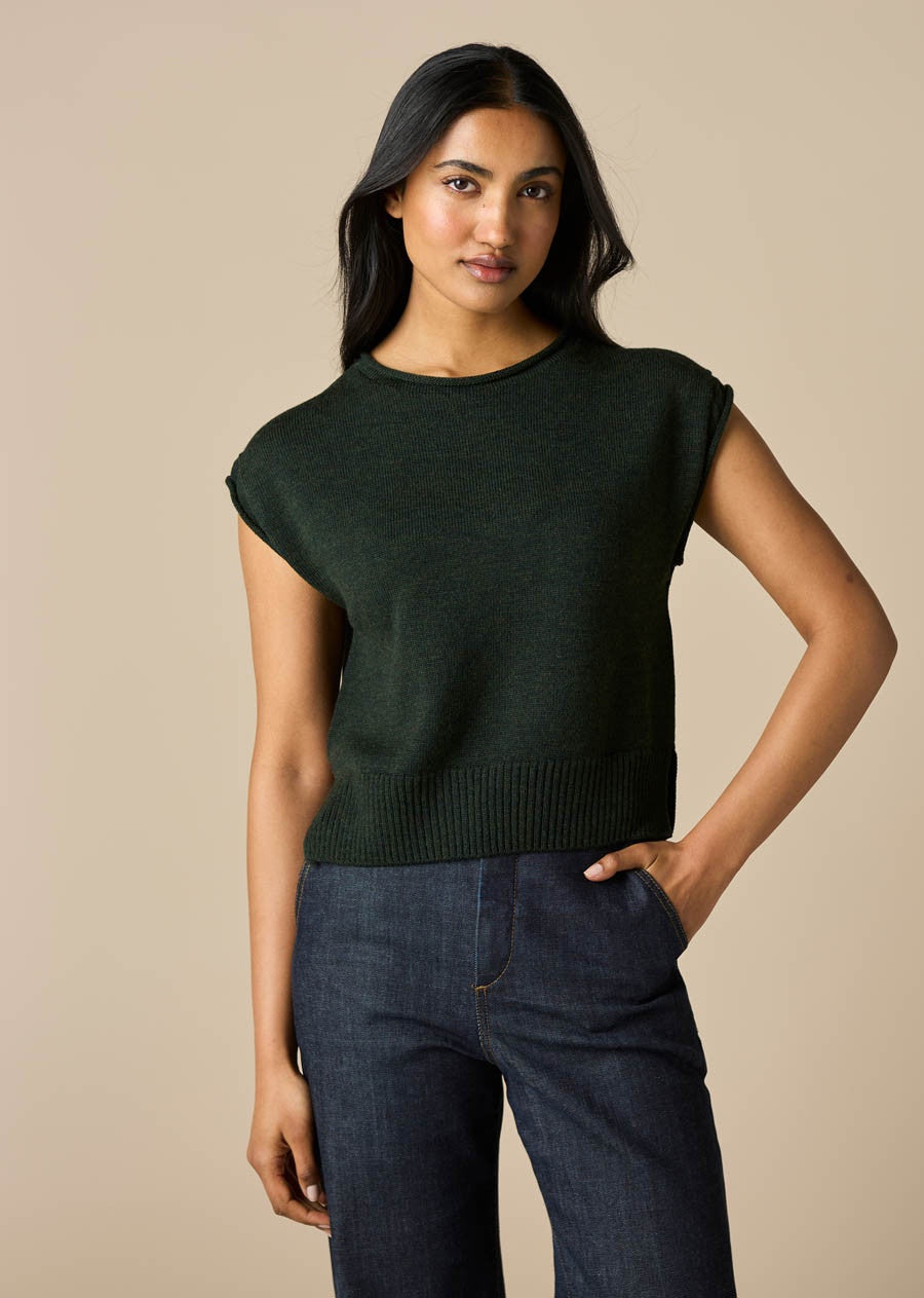 Agnes Jersey Vest -Basil - Presence Hamilton