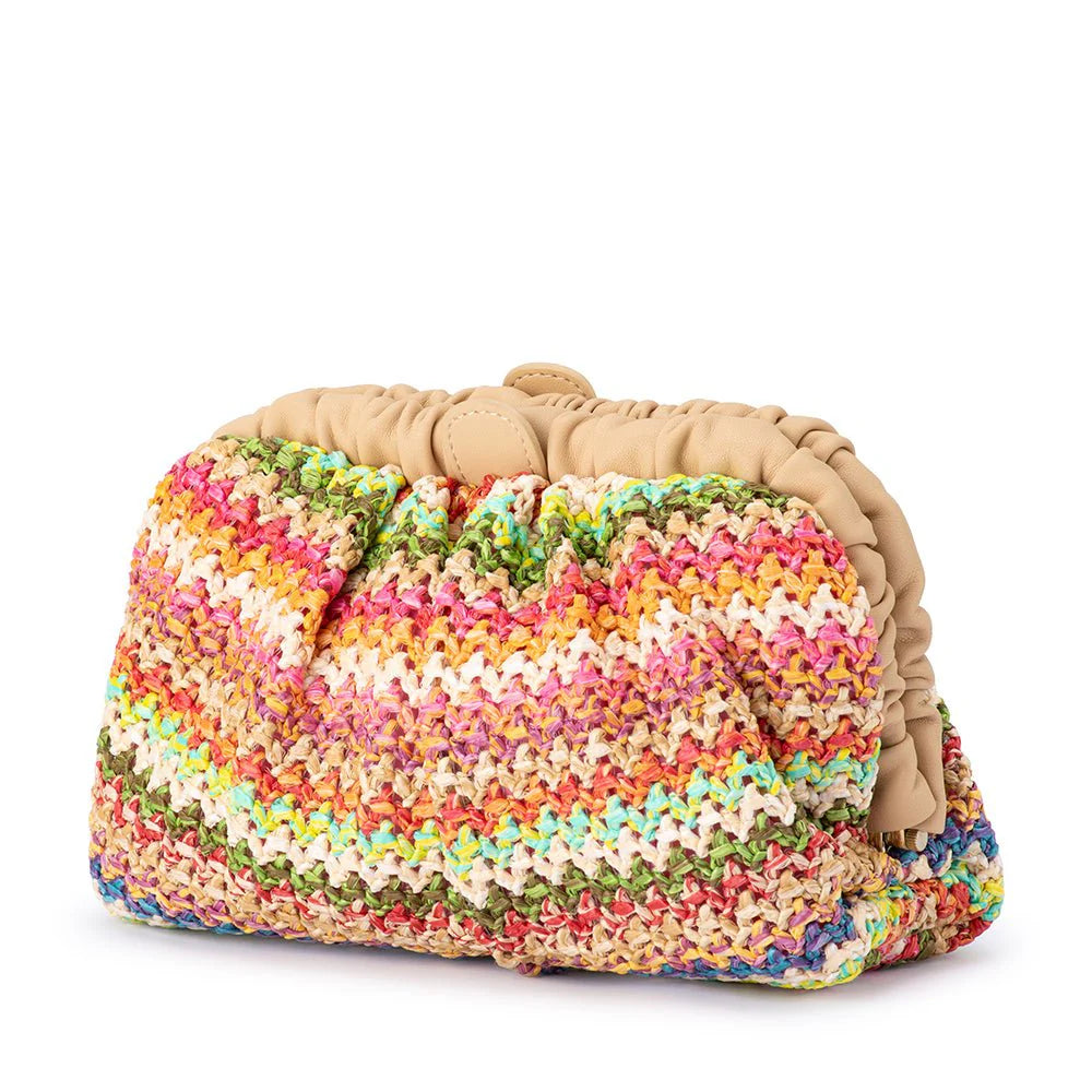 Amalia Pleated Woven Clutch- Multicolour - Presence Hamilton