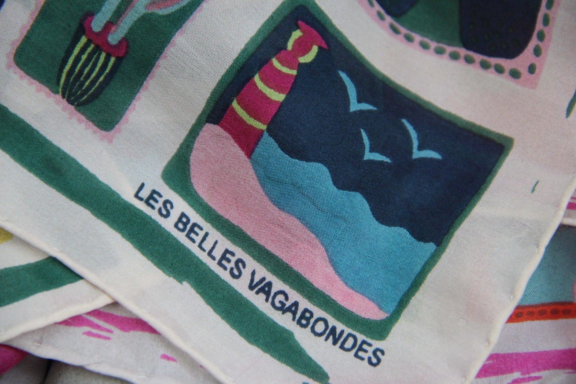 Mini Postcard Green Silk Scarf - Presence Hamilton