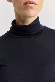 Turtle Neck Merino Tee- French Navy - Presence Hamilton