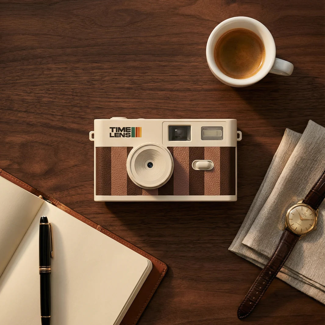 Timelens Digital Camera-  Cream Rosewood Stripe